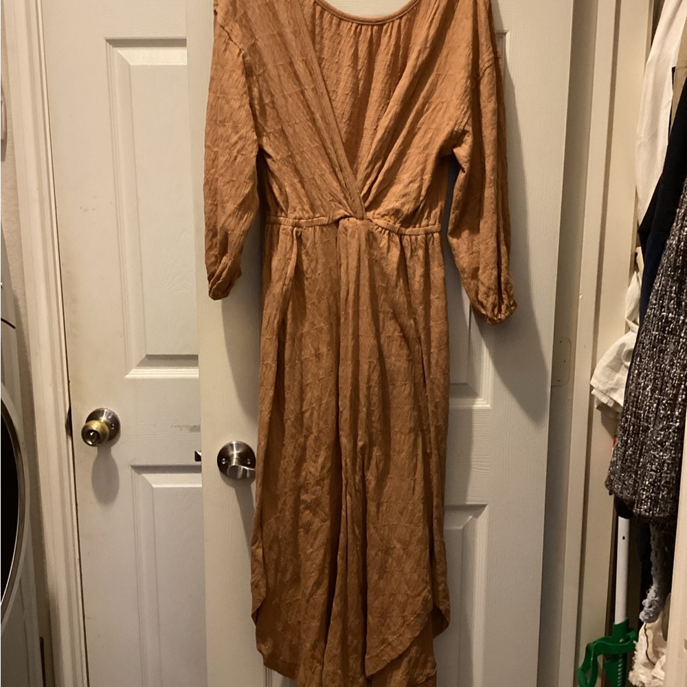 Free People Beach Tan Long Sleeve Dress